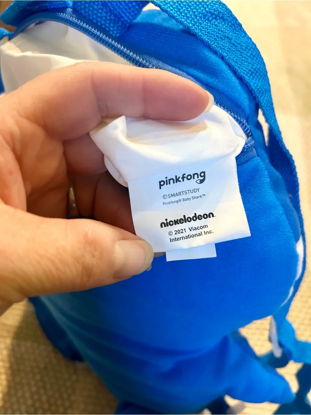 Brand New. Pinkfong Blue Shark “Daddy” Shark Plush Backpack - Cute Kids Bag